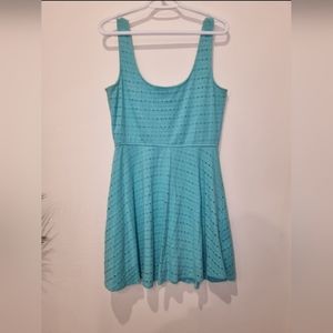 Dynamite aqua crochet look skater dress size L